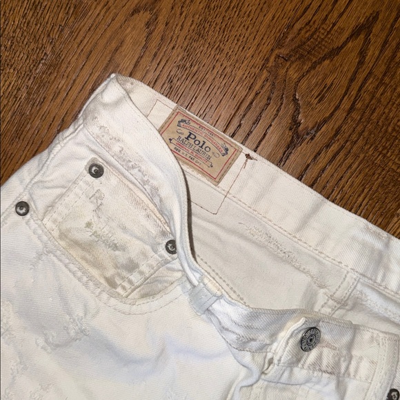 Polo Ralph Lauren Sullivan Slim Straight Jean in White Destroyed 29 x 32 - Picture 11 of 13